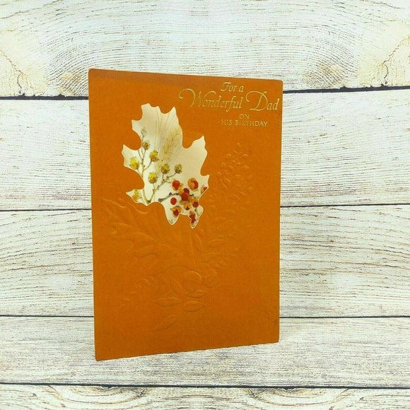 For a Wonderful Dad On His Birthday Greeting Card Leaves Art Paint Vintage Card - Picture 9 of 10